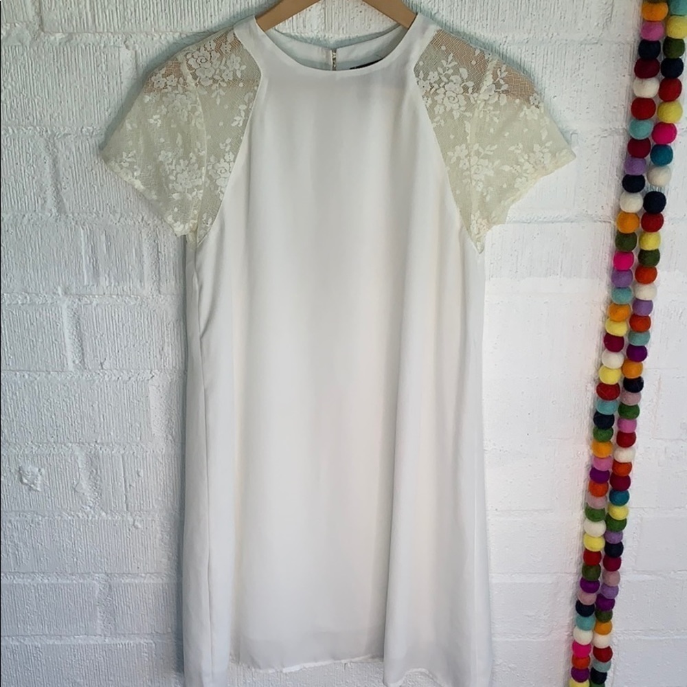 Anthropologie Lovemarks Sheer Shoulder Lace Mini Dress